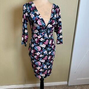 Guess Multicolor Floral Long Sleeve Dress
